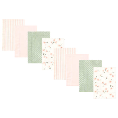 Hudson Baby Cotton Poly Flannel Burp Cloths Multipack, Pink Dainty Floral 8-Pack