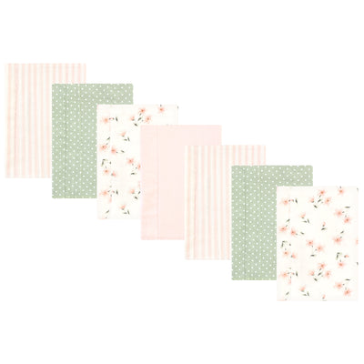 Hudson Baby Cotton Flannel Burp Cloths, Pink Dainty Floral 7 Pack