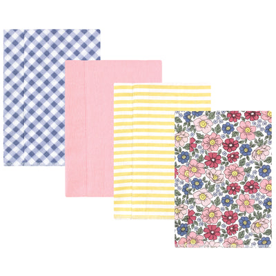 Hudson Baby Cotton Flannel Burp Cloths, Pink Blue Pretty Floral 4 Pack