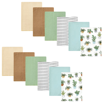 Hudson Baby Cotton Flannel Burp Cloths Bundle, Plants