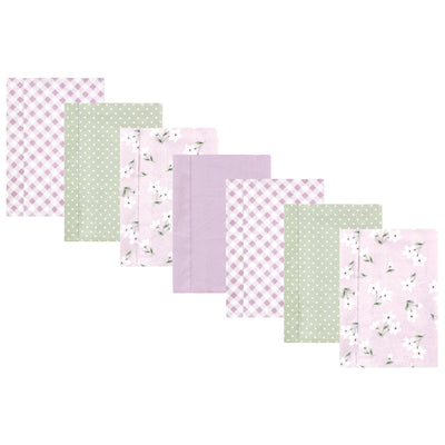 Hudson Baby Cotton Flannel Burp Cloths, Purple Dainty Floral 7 Pack