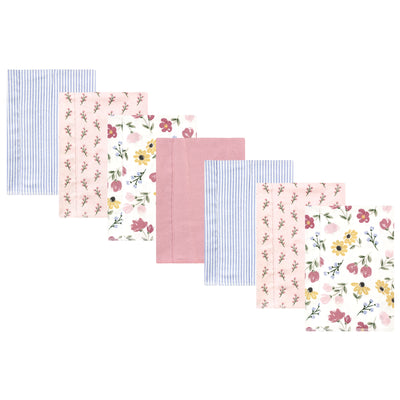 Hudson Baby Cotton Flannel Burp Cloths, Soft Painted Floral 7 Pack