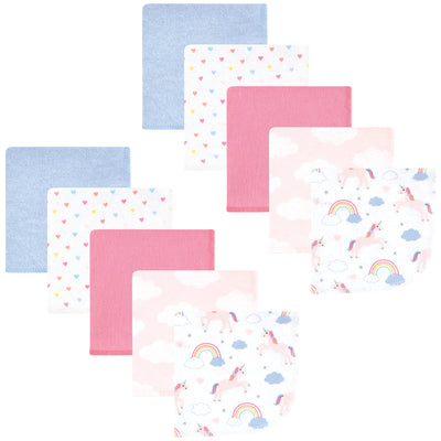 Hudson Baby Flannel Cotton Washcloths, Unicorns Rainbows 10 Pack