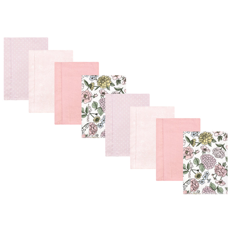 Hudson Baby Cotton Poly Flannel Burp Cloths Multipack, Vintage Blossom 8-Pack