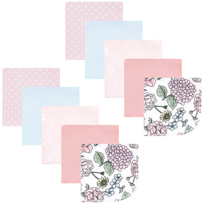 Hudson Baby Flannel Cotton Washcloths, Vintage Blossom 10 Pack