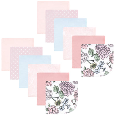 Hudson Baby Flannel Cotton Washcloths, Vintage Blossom 12 Pack