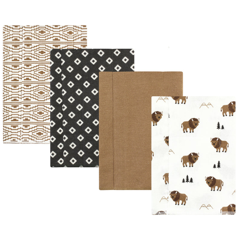 Hudson Baby Cotton Flannel Burp Cloths, Wild Buffalo 4 Pack