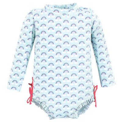 Hudson Baby Rashguard Toddler Swimsuit, Cloudy Rainbow