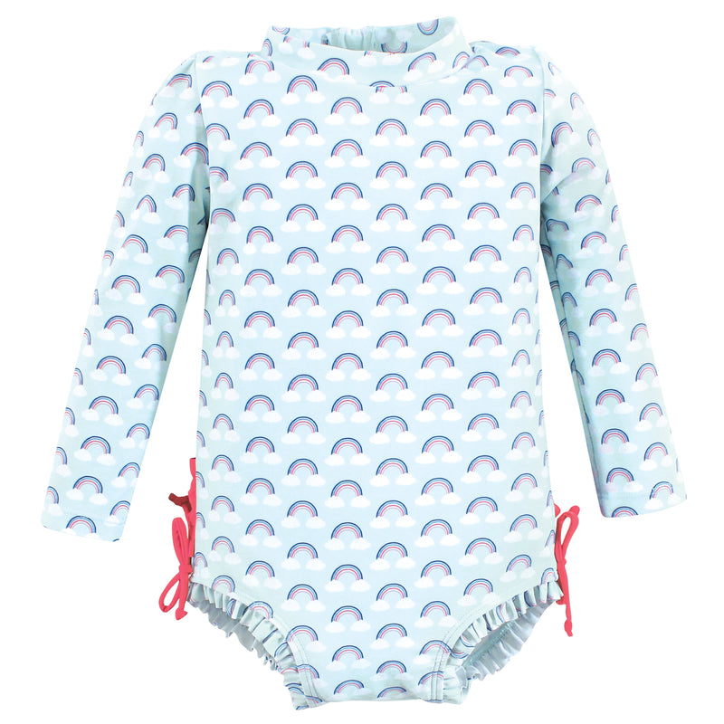 Hudson Baby Rashguard Toddler Swimsuit, Cloudy Rainbow