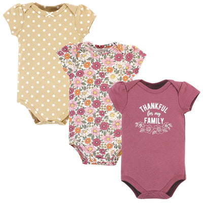 Hudson Baby Cotton Bodysuits, Thankful Floral