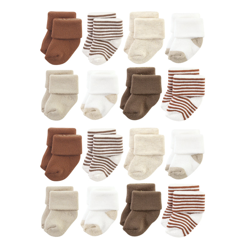 Hudson Baby Cotton Rich Newborn and Terry Socks, Neutral Brown