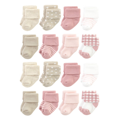 Hudson Baby Cotton Rich Newborn and Terry Socks, Mauve Taupe