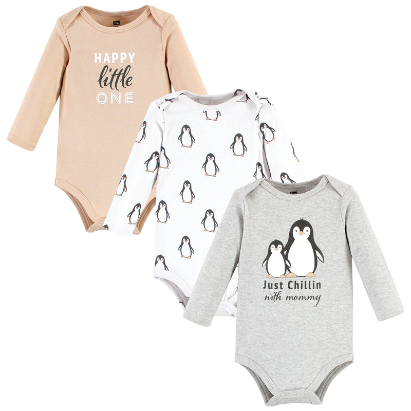 Hudson Baby Cotton Long-Sleeve Bodysuits, Just Chillin Penguin