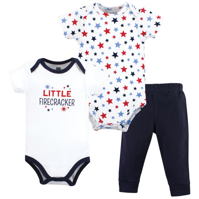 Hudson Baby Cotton Bodysuit and Pant Set, Firecracker