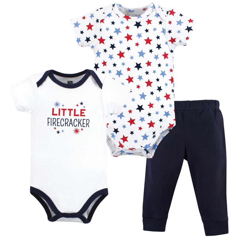 Hudson Baby Cotton Bodysuit and Pant Set, Firecracker