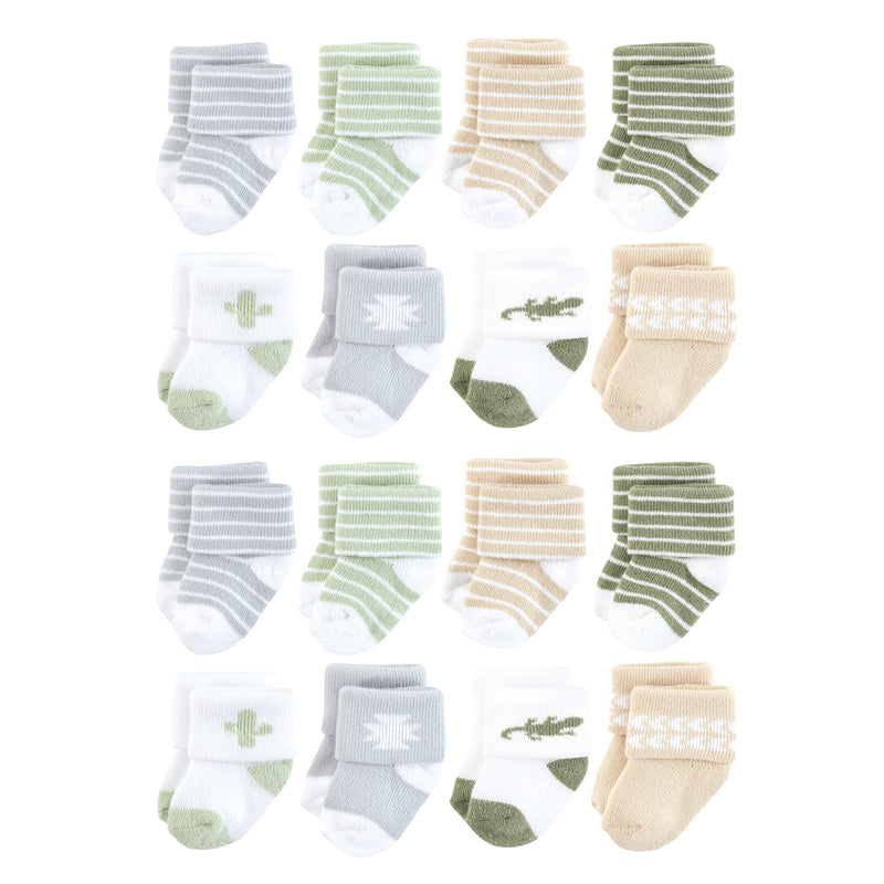 Hudson Baby Cotton Rich Newborn and Terry Socks, Little Lizard