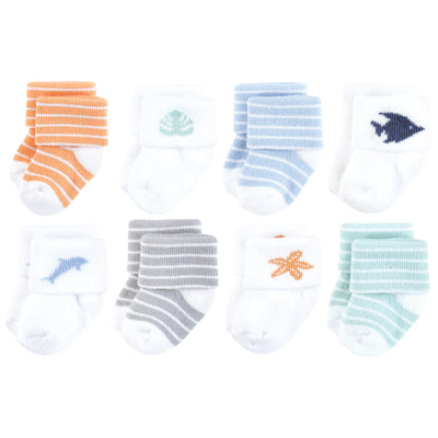 Hudson Baby Cotton Rich Newborn and Terry Socks, Starfish