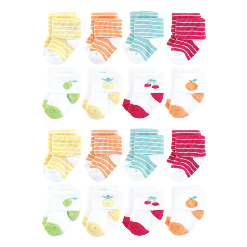 Hudson Baby Cotton Rich Newborn and Terry Socks, Fruity