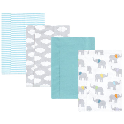 Hudson Baby Cotton Flannel Burp Cloths, Teal Elephant