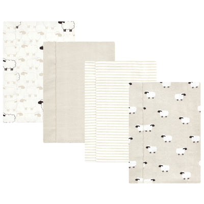 Hudson Baby Cotton Flannel Burp Cloths, Taupe Sheep