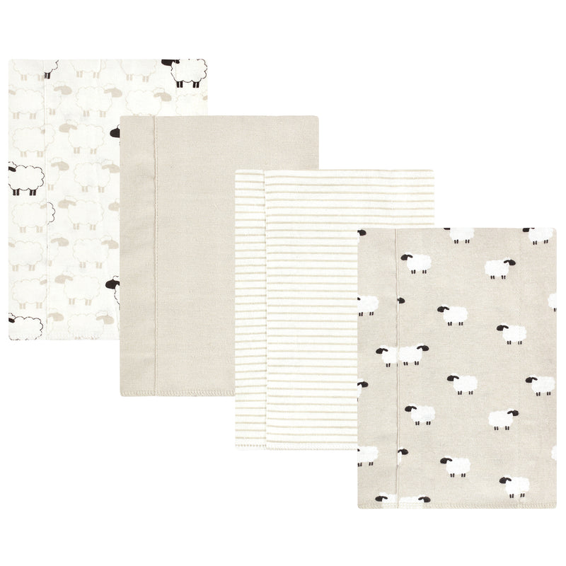 Hudson Baby Cotton Flannel Burp Cloths, Taupe Sheep