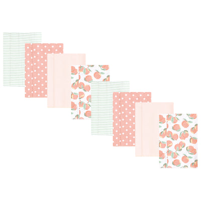 Hudson Baby Cotton Poly Flannel Burp Cloths Multipack, Sweet Peach 8-Pack