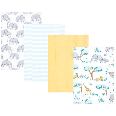 Hudson Baby Cotton Flannel Burp Cloths, Safari Friends 4 Pack