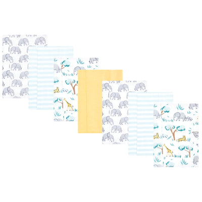 Hudson Baby Cotton Flannel Burp Cloths, Safari Friends 7 Pack