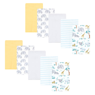 Hudson Baby Cotton Flannel Burp Cloths, Safari Friends 10 Pack