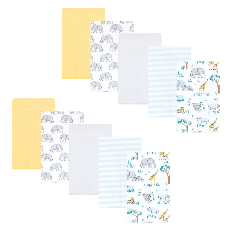 Hudson Baby Cotton Flannel Burp Cloths, Safari Friends 10 Pack