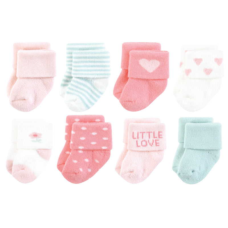 Hudson Baby Cotton Rich Newborn and Terry Socks, Little Love