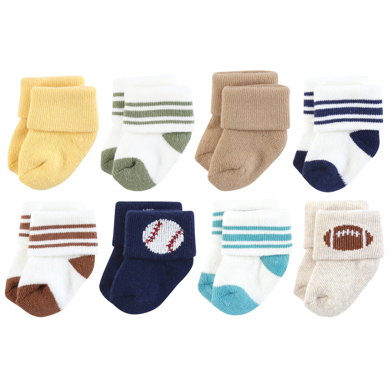 Hudson Baby Cotton Rich Newborn and Terry Socks, Sports Stripes