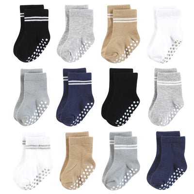 Hudson Baby Cotton Rich Newborn and Terry Socks, Athletic Stripe Neutral