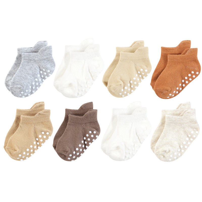 Touched by Nature Organic Cotton Socks with Non-Skid Gripper for Fall Resistance, Beige Neutral