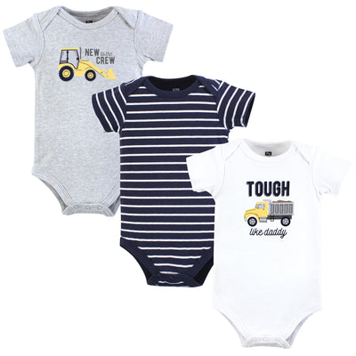 Hudson Baby Cotton Bodysuits, Construction Trucks