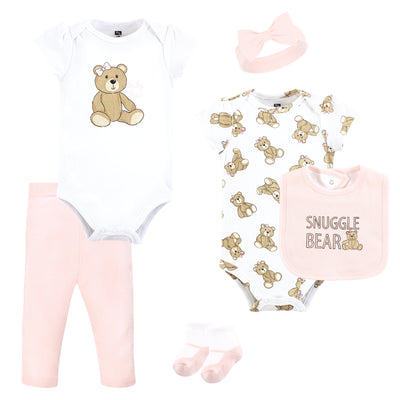 Hudson Baby Cotton Layette Set, Pink Teddy Bears