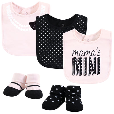 Hudson Baby Cotton Bib and Sock Set, Mamas Mini Dot