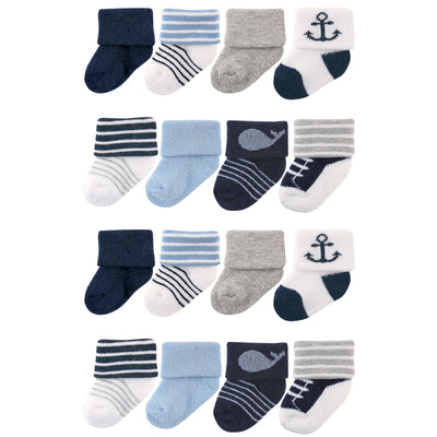 Luvable Friends Newborn and Baby Terry Socks, Whale