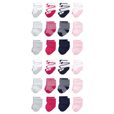 Luvable Friends Newborn and Baby Terry Socks, Stripe Ballet