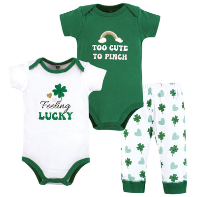 Hudson Baby Cotton Bodysuit and Pant Set, Feeling Lucky