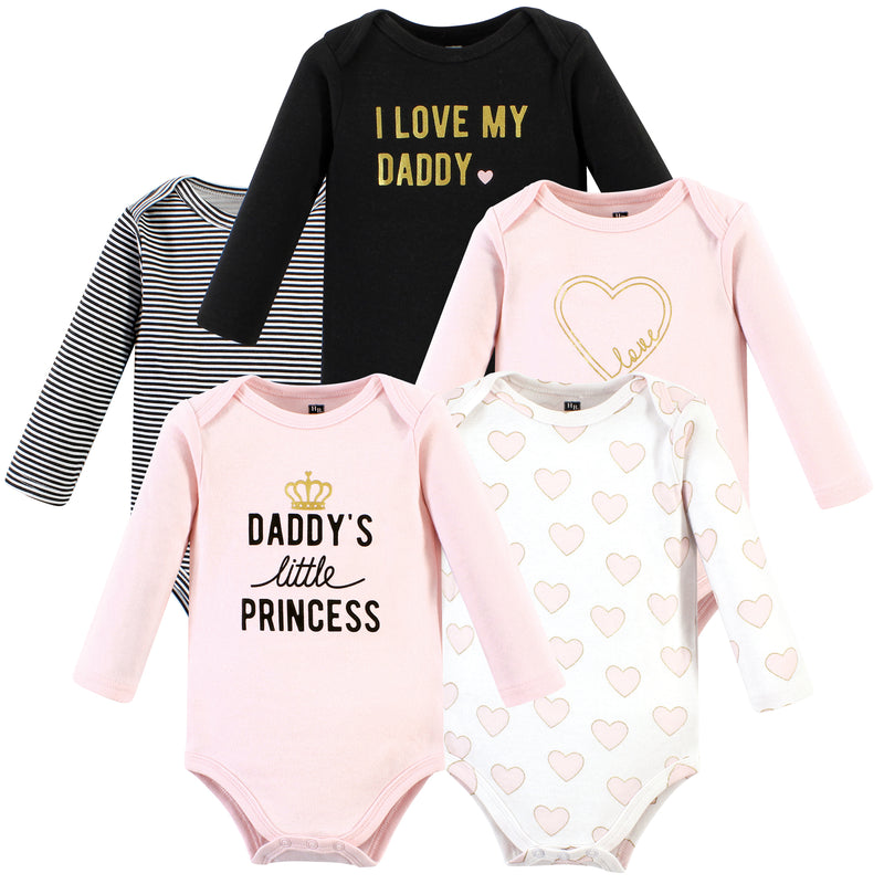 Hudson Baby Cotton Long-Sleeve Bodysuits, Daddys Little Princess 5-Pack