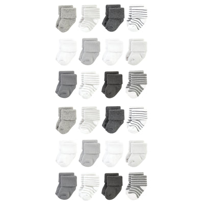 Hudson Baby Cotton Rich Newborn and Terry Socks, Gray Stripe 12 Pack