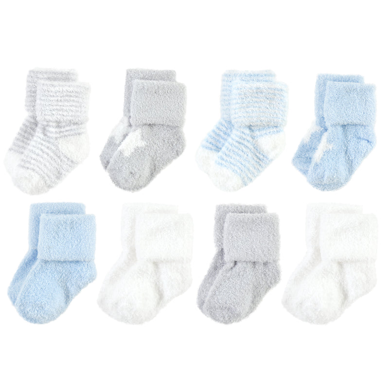 Hudson Baby Cotton Rich Newborn and Terry Socks, Blue Star