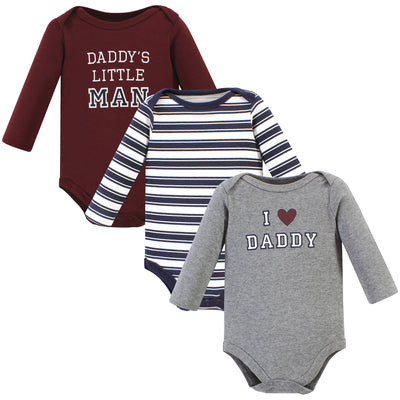Hudson Baby Cotton Long-Sleeve Bodysuits, Boy Daddy 3-Pack