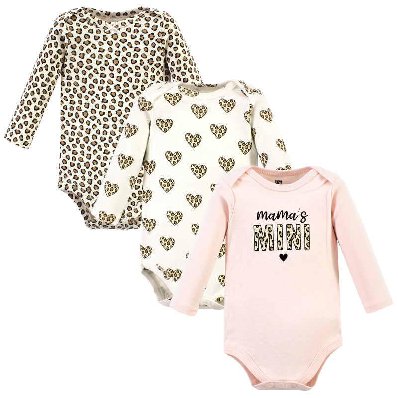 Hudson Baby Cotton Long-Sleeve Bodysuits, Leopard Hearts 3 Pack