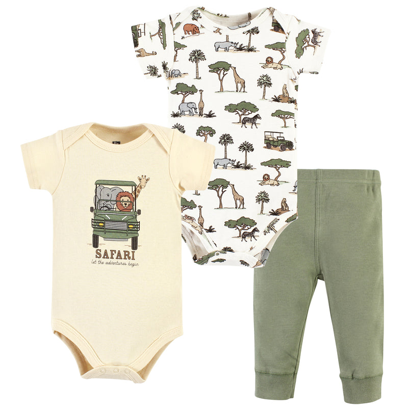 Hudson Baby Cotton Bodysuit and Pant Set, Going On Safari Short Sleeve