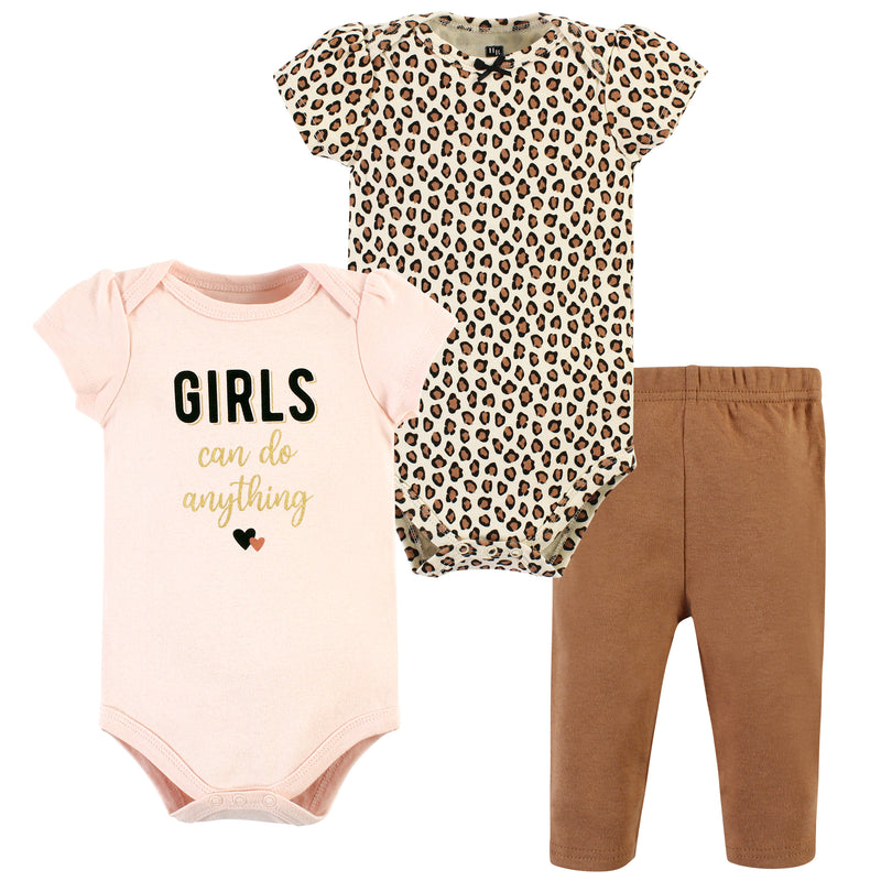 Hudson Baby Cotton Bodysuit and Pant Set, Cinnamon Hearts Short Sleeve