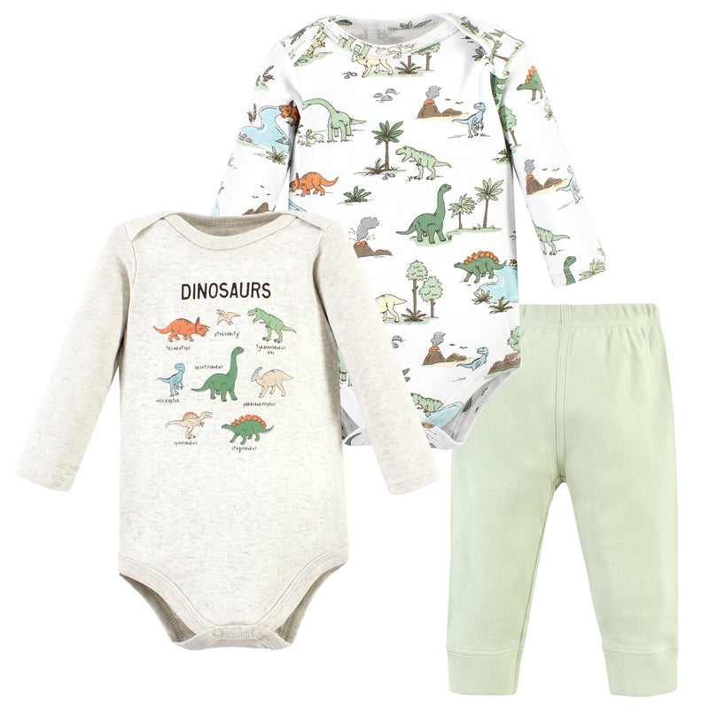 Hudson Baby Cotton Bodysuit and Pant Set, Dinosaur Adventures Long-Sleeve