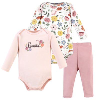 Hudson Baby Cotton Bodysuit and Pant Set, Bonita Long Sleeve