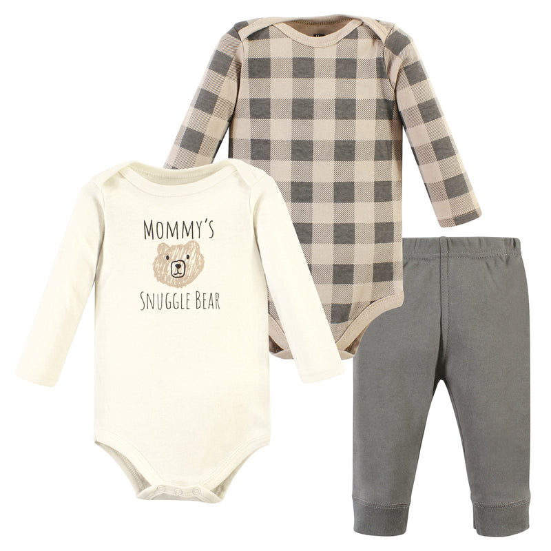 Hudson Baby Cotton Bodysuit and Pant Set, Snuggle Bear